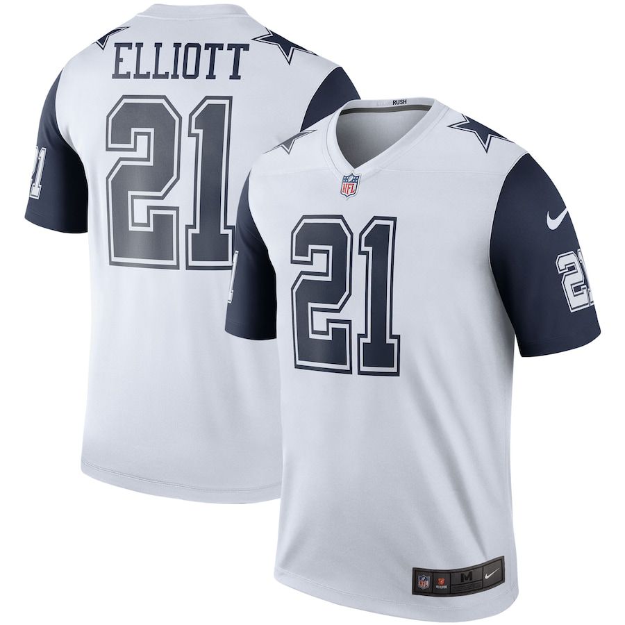 Men Dallas Cowboys 21 Ezekiel Elliott Nike White Color Rush Legend Player NFL Jersey